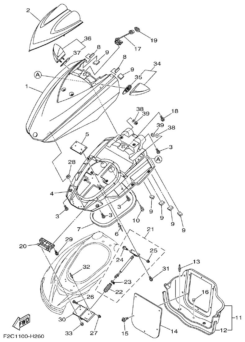 Yamaha GX18 ENGINE HATCH 2 parts diagram